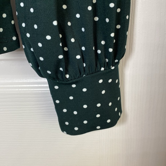 CLEARANCE!! RW & Co hunter green polka dot blouse - Picture 8 of 9